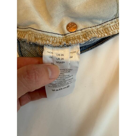 WE THE FREE Distressed Cut Off Blue Denim Shorts Button Fly 100% Cotton Size 26 - Picture 10 of 10